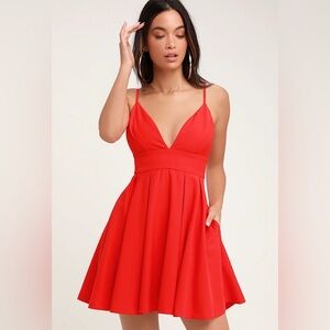Lulu's Vibrant Red Mini Dress